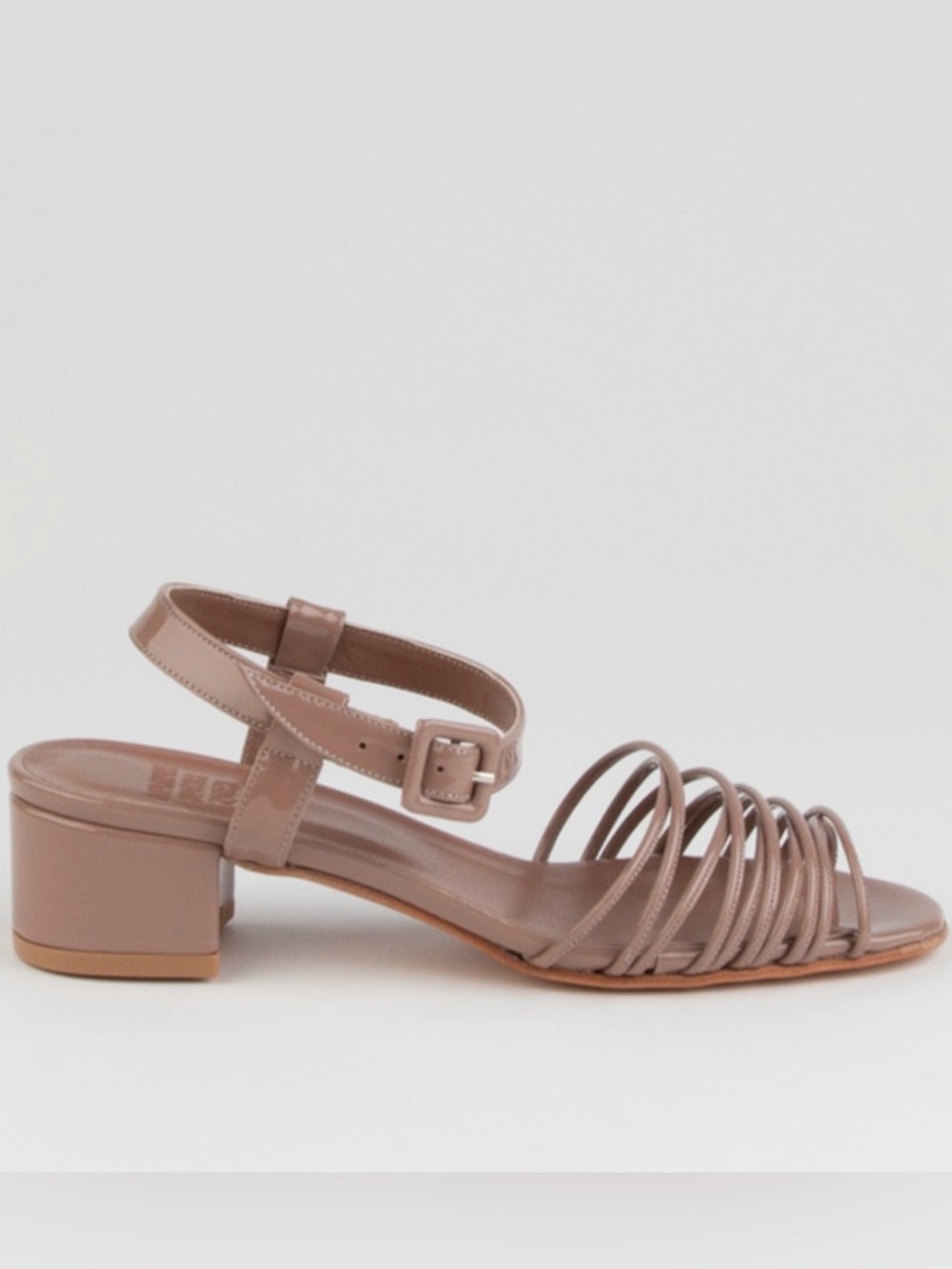 Maryam Nassir Zadeh Strappy Patent Mid Heel Sandal